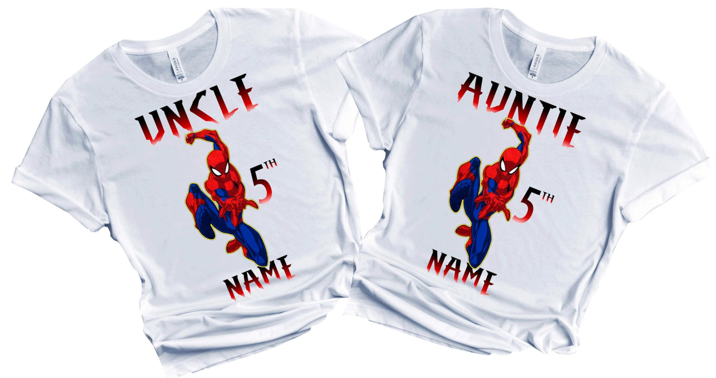 Spider Birthday Boy Spider Shirt Family Matching Tees Superhero Shirts Super-hero Customize tee Personalized Name Age All Family Birthday Party Custom Shirts