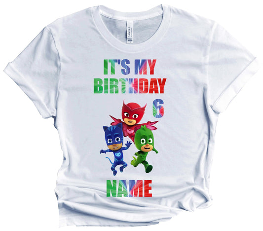 Birthday Kids Tshirt Boy Girl Tees Matching Family Super Hero Customize Shirts Birthday Girl Party Gathering Custom Name Age Personalized Birthday Shirts All Family Baby Mask Girl