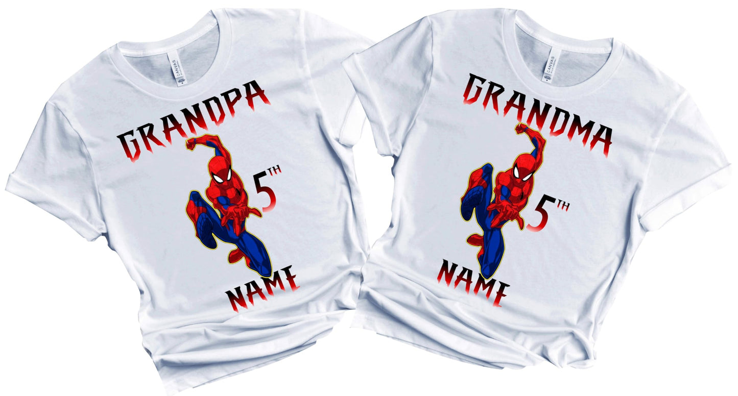 Spider Birthday Boy Spider Shirt Family Matching Tees Superhero Shirts Super-hero Customize tee Personalized Name Age All Family Birthday Party Custom Shirts