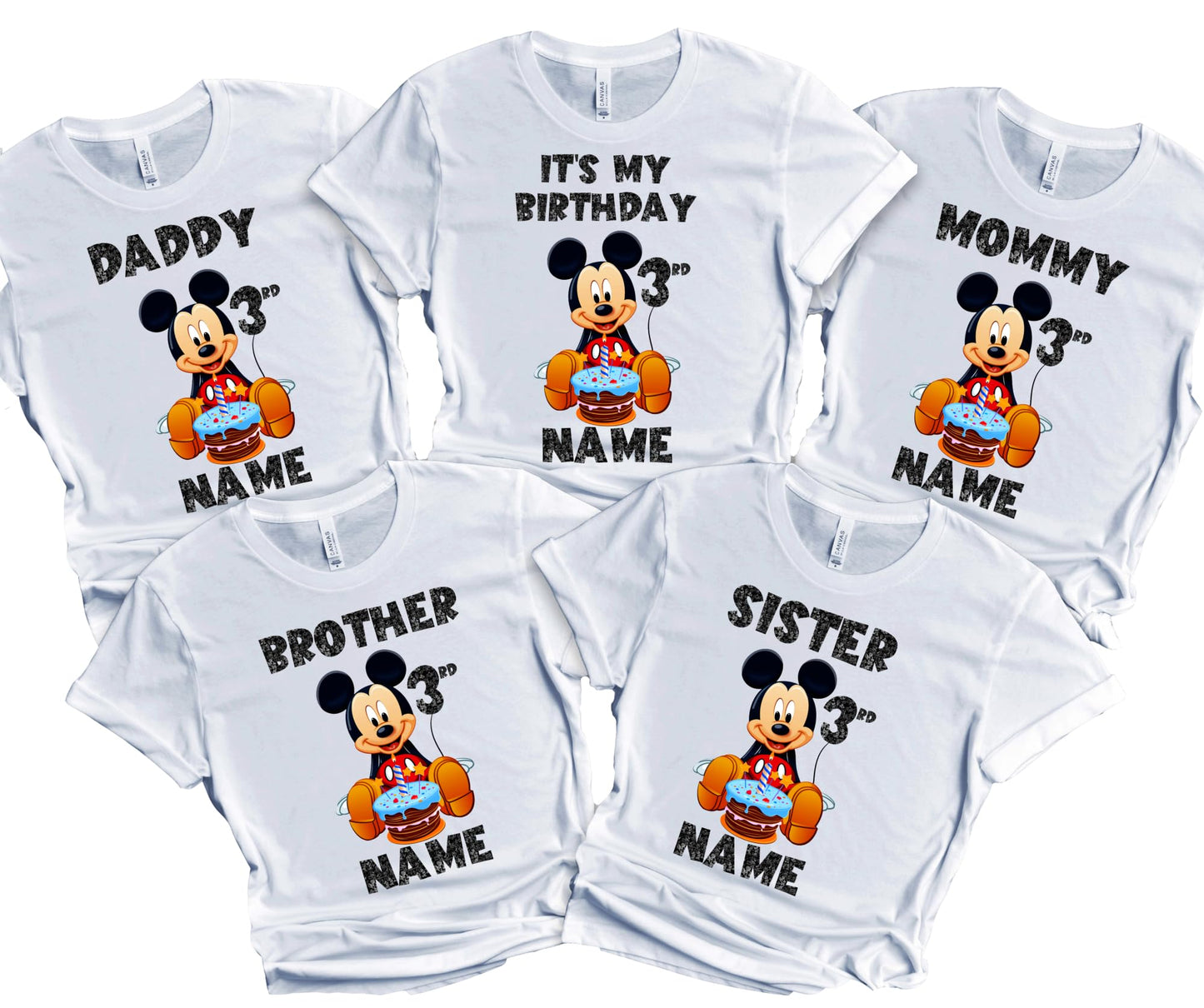 Birthday Kids Tshirt Mouse Boy Girl Tees Matching Family Customize Shirts Birthday Girl Party Gathering Custom Name Age Personalized Birthday Shirts All Family Baby Girl