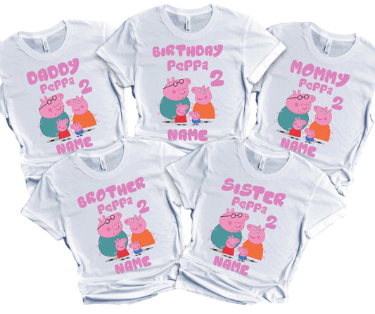FELIZ CUMPLEAÑOS Birthday Kids Tshirt Boy Girl Tees Matching Family Customize Shirts Birthday Girl Party Gathering Custom Name Age Personalized Birthday Shirts All Family Baby Girl PIG