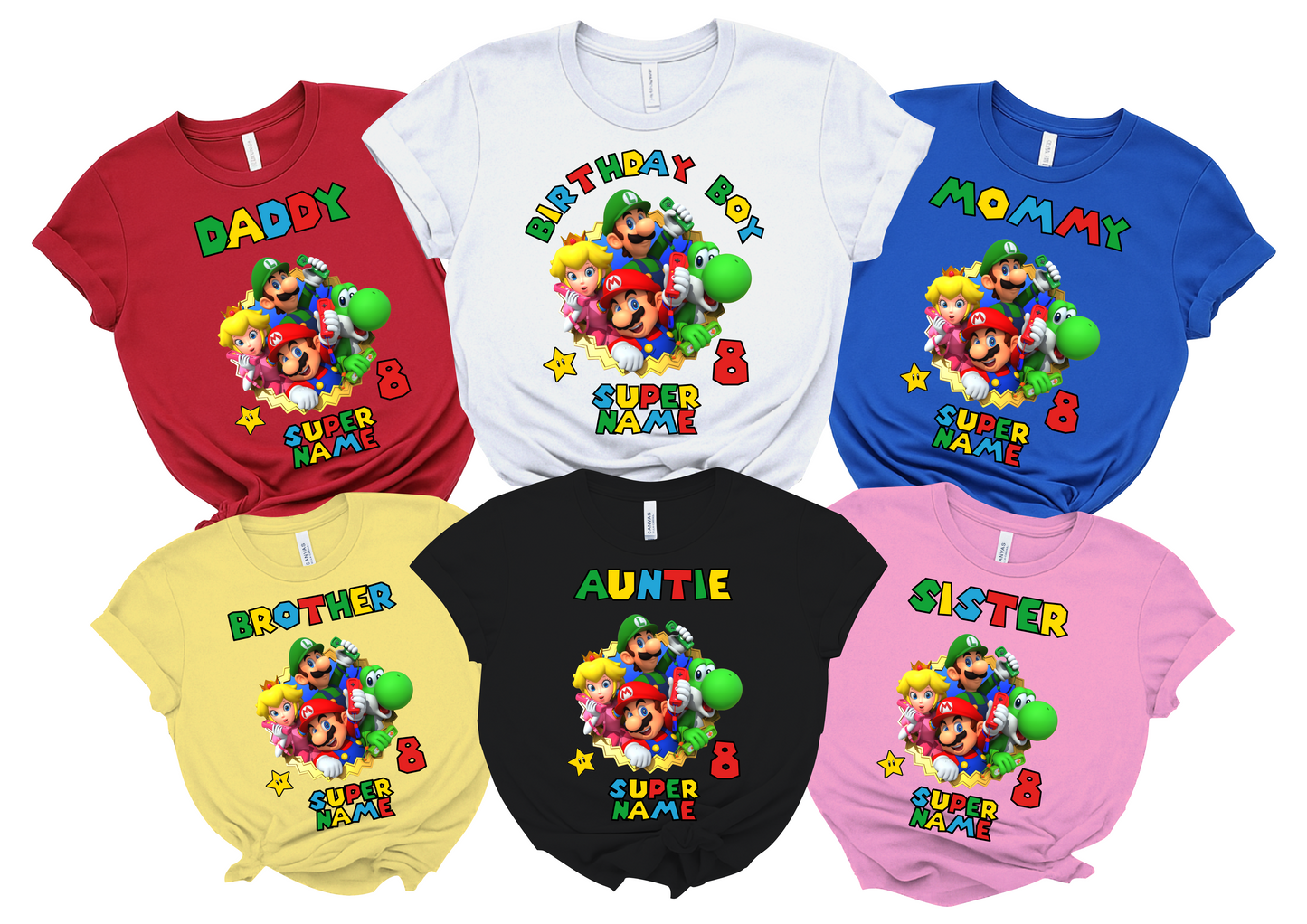 Birthday Mario Boy Shirt Super Hero Custom Tshirt Family Matching Tees Party Kids