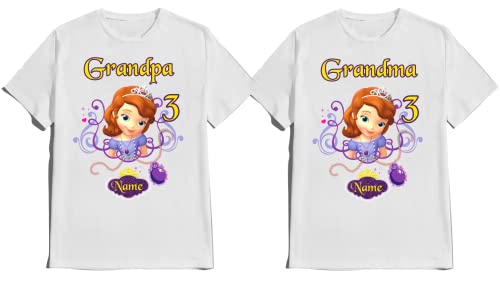 Sofia the First Birthday Shirt Custom Name and Age Custom T-Shirts for Princess Sofia Birthday Kids Party Family Matching Shirts