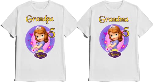 Sofia the First Birthday Shirt Custom Name and Age T-Shirts for Princess Sofia Birthday Kids Party Family Matching Shirts