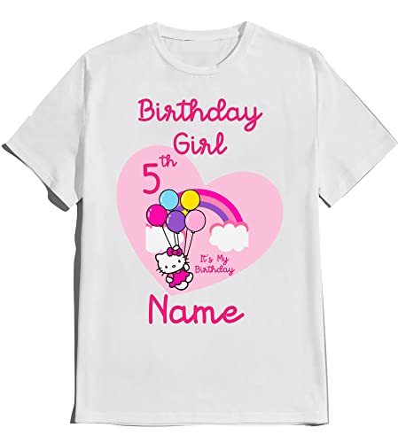 Hello Birthday Kitty Girly Shirt Family Matching T-shirts Birthday Girl Customize Tee Kids Party