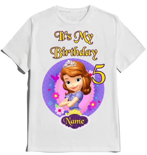 Sofia the First Birthday Shirt Custom Name and Age T-Shirts for Princess Sofia Birthday Kids Party Family Matching Shirts