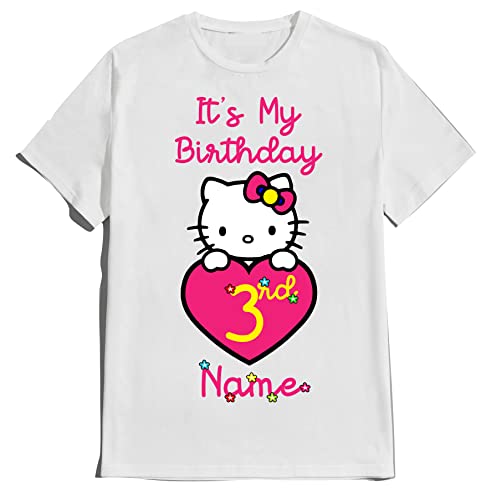 Hello Birthday Kitty Girly Shirt Family Matching T-shirts Birthday Girl Custom Tees Kids Party