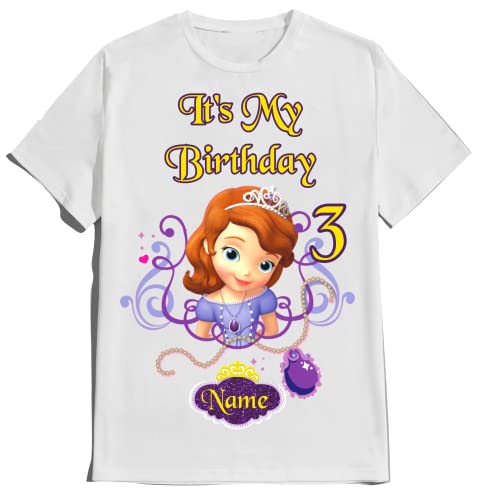Sofia the First Birthday Shirt Custom Name and Age Custom T-Shirts for Princess Sofia Birthday Kids Party Family Matching Shirts