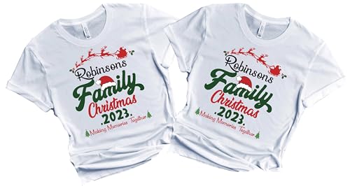 Christmas Matching Shirts For All The Family Custom Gift Holidays Christmas Eve White Tshirt All Sizes Kids And Adults Personalized Customize Name Shirt