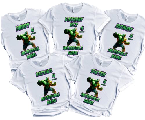 The Incredible Avenger Green Birthday Boy Shirt Customize Super Hero Tees Kids Party Family Matching Super-Hero T-shirts