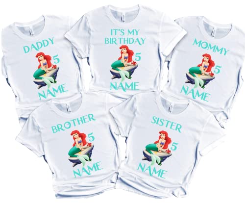 Mermaid Birthday Girl Shirt Family Custom Family Matching Ariel Tees