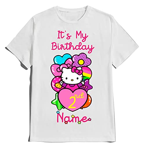 Hello Birthday Kitty Girly Shirt Family Matching T-shirts Birthday Girl Custom Tee Kids Party