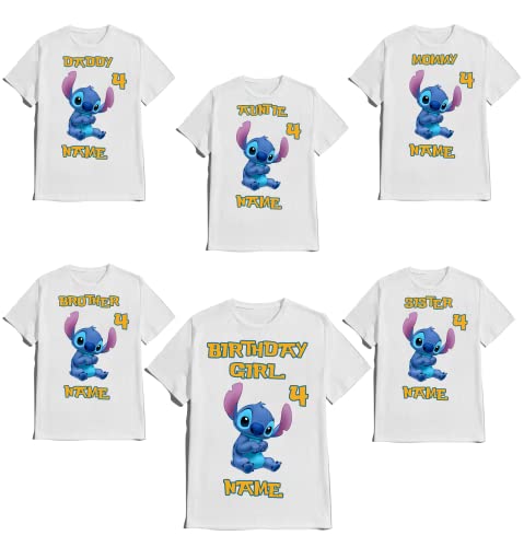 Stitch/Birthday Shirt Boy Lilo/Birthday Girl Tee Personalized Matching Family Tees Custom Shirts Kids Party T-shirts