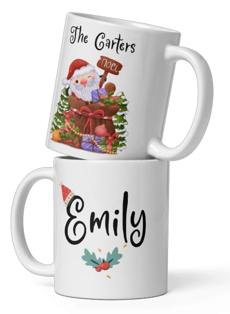 Custom Coffee Cup Gifts Personalized Christmas Design Ceramic Mugs with Name And Photo Customized Xmas Cups Gifts for Holiday All Family Gathering Tea Cup White Coffee Mug 11oz