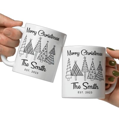 Custom Matching Coffee Mug Gifts Personalized Christmas Design Ceramic Mugs with Name And Photo Customized Xmas Cups Gifts for Holiday All Family Gathering Tea Cup White Coffee Mug 11oz