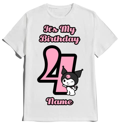 Birthday Girl Kitty Anime Shirt Custom Name Age Family Matching tshirt Party Kids