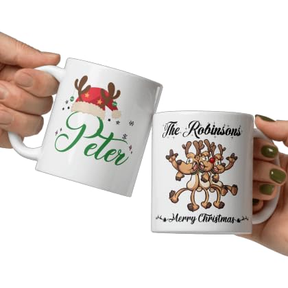 Family Custom Coffee Cup Gifts Personalized Christmas Design Ceramic Mugs with Name And Photo Customized Xmas Cups Gifts for Holiday All Family Gathering Tea Cup White Coffee Mug 11oz