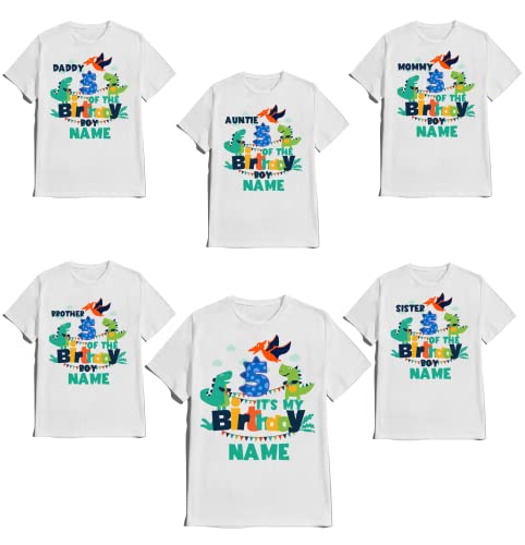 Dinosaur Birthday Shirt Dino Family Matching T-shirts Dinosaurs Custom Tshirt Name Age Kids Party Tees
