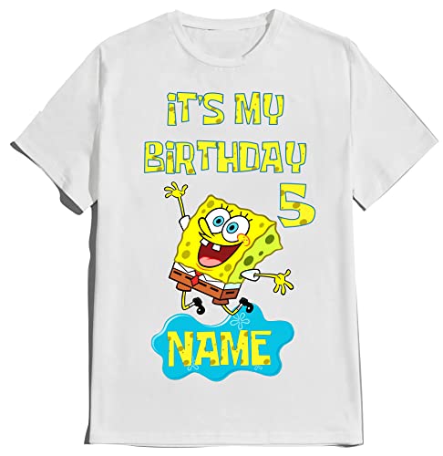 Sponge Birthday Boy Girl Shirt Custom Family Matching Tshirts Custom Name Age Kids Party Tees