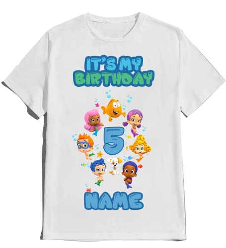 Birthday Personalized Bubble Birthday Shirt Add Any Name and Age Custom Shirts Guppie Birthday Kids Party Family Matching Shirts
