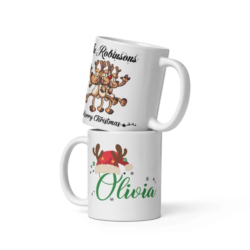 Family Custom Coffee Cup Gifts Personalized Christmas Design Ceramic Mugs with Name And Photo Customized Xmas Cups Gifts for Holiday All Family Gathering Tea Cup White Coffee Mug 11oz