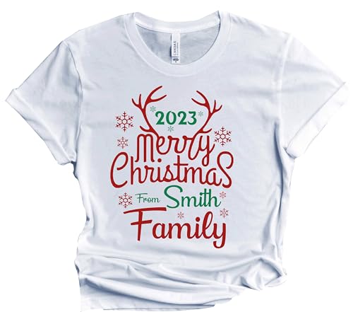 Christmas Matching Shirts For All The Family Custom Gift Holidays Christmas Eve White Tshirt All Sizes Kids And Adults Personalized Customize Name Shirt