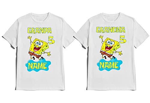 Sponge Birthday Boy Girl Shirt Custom Family Matching Tshirts Custom Name Age Kids Party Tees