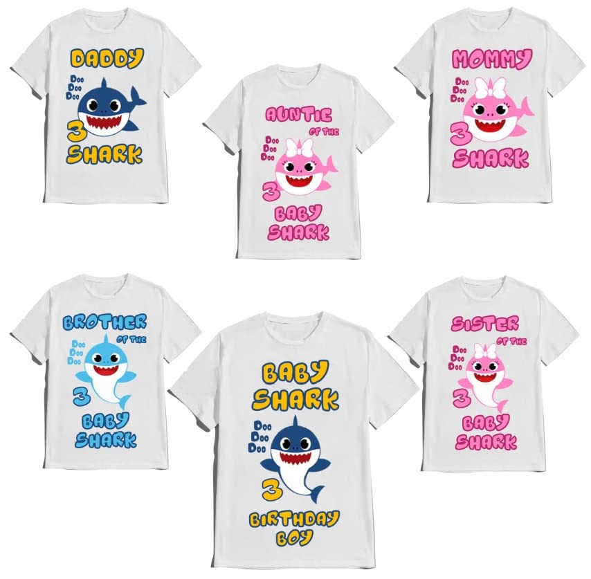 Shark Birthday Boy Girl Baby Shirt Family Matching Custom T-shirts Doodoodoo