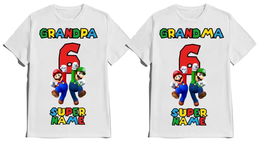 Super-Hero Mario Birthday Boy Shirt Matching Family T-shirts Custom Kids Party