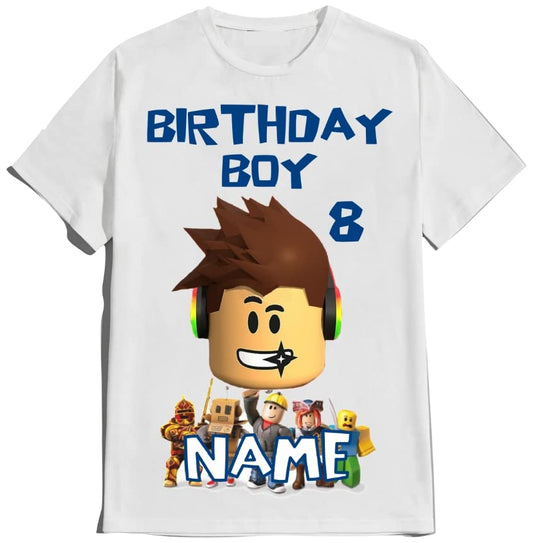 Birthday T-shirt Boy Robolox Family Matching Custom Shirts Name Age Gaming