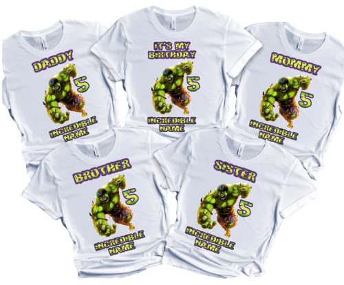 Incredible Avenger Green Birthday Boy Shirt Custom Super Hero Tees Kids Party Family Matching Super-Hero T-shirts