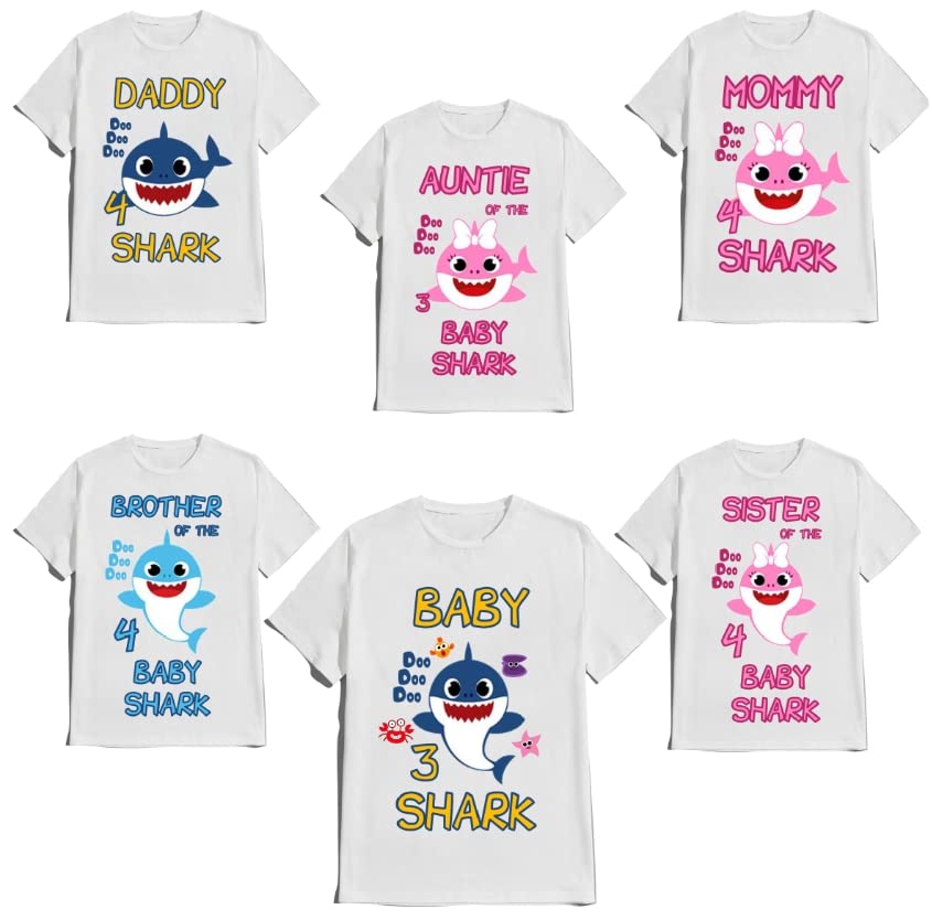 Baby Birthday Boy Girl Shark Shirt Family Matching Custom T-shirts Doodoodoo