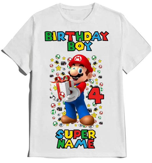 Super-Hero Mario Shirt Birthday Boy Custom Matching Family Tees Kids Party