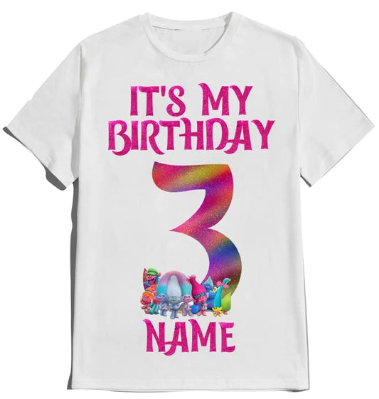 Birthday Shirt Colorful Gnomes Theme Boy Girl T-shirt Customize with Name and Age Tees Family Matching Shirts Kids party