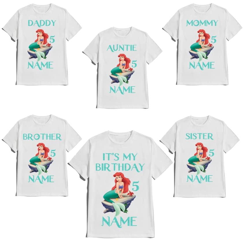 Mermaid Birthday Girl Shirt Family Custom Family Matching Ariel Tees