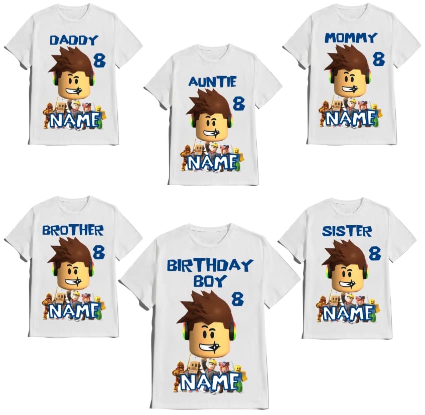 Birthday T-shirt Boy Robolox Family Matching Custom Shirts Name Age Gaming