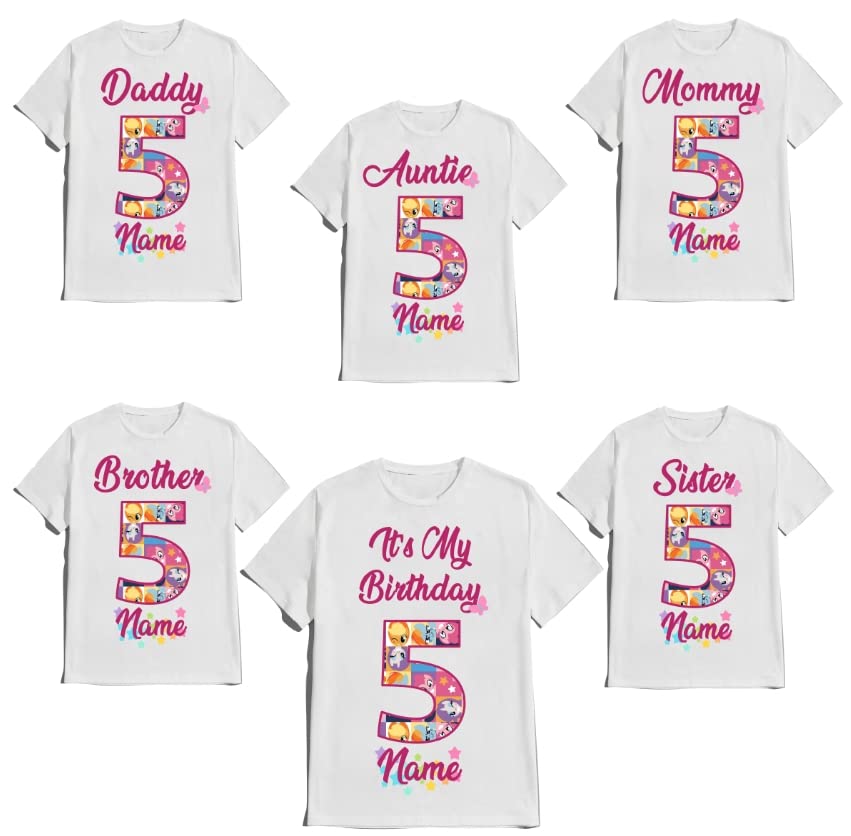 Birthday Pinky Girl Shirt Pie Customize Tees Family Matching Pony T-Shirts