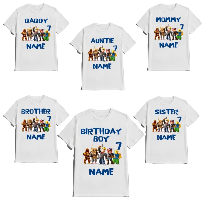 Birthday Robolox Shirt Boy Custom Nmae Age Family Matching T-shirts Gaming