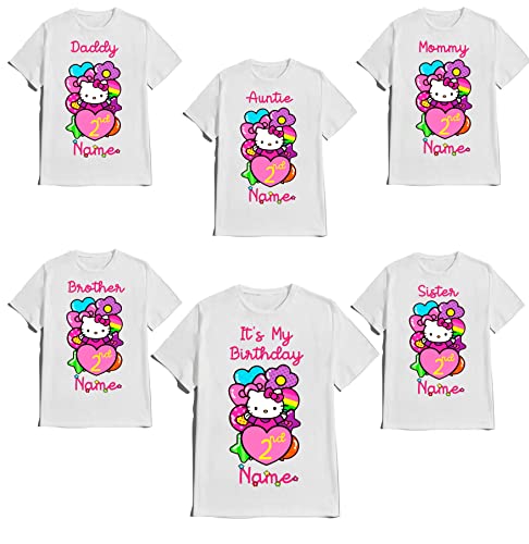 Hello Birthday Kitty Girly Shirt Family Matching T-shirts Birthday Girl Custom Tee Kids Party