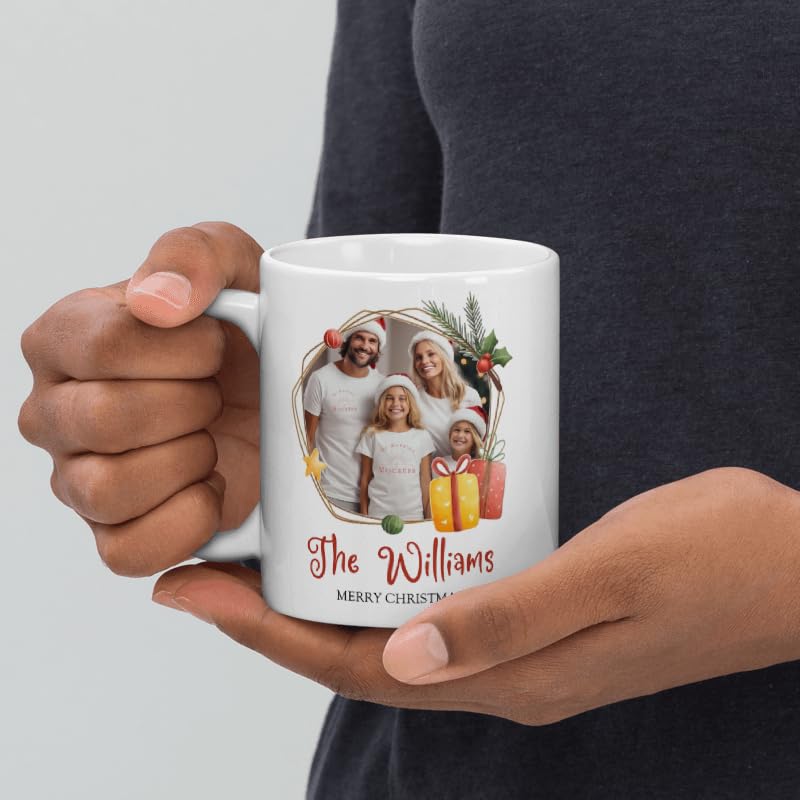 Mug For All The Family Gift Mug Personalized Christmas Design Ceramic Mugs with Name And Photo Customized Xmas Cups Gifts for Holiday All Family Gathering Tea Cup White Coffee Mug 11oz