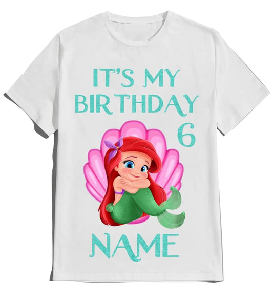 Mermaid Birthday Girl T-Shirt Family Custom Family Matching Ariel Tees