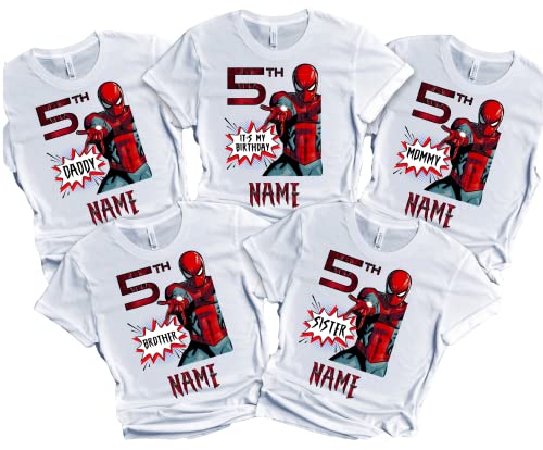 Spider Birthday Boy Spider Shirt Family Matching Tees Superhero Shirts Super-hero Custom tee
