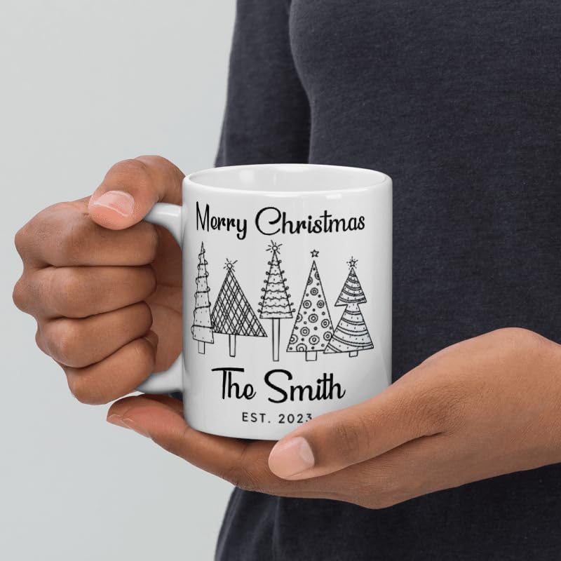 Custom Matching Coffee Mug Gifts Personalized Christmas Design Ceramic Mugs with Name And Photo Customized Xmas Cups Gifts for Holiday All Family Gathering Tea Cup White Coffee Mug 11oz