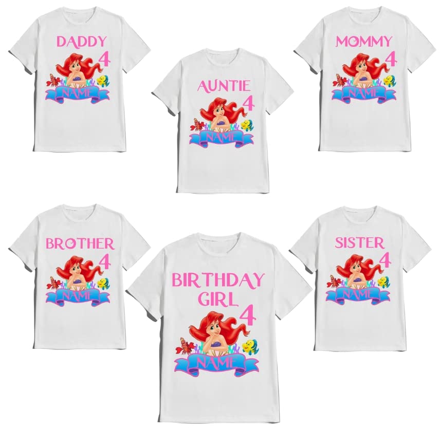 Mermaid Birthday Shirt Family Ariel Custom Family Matching Tees