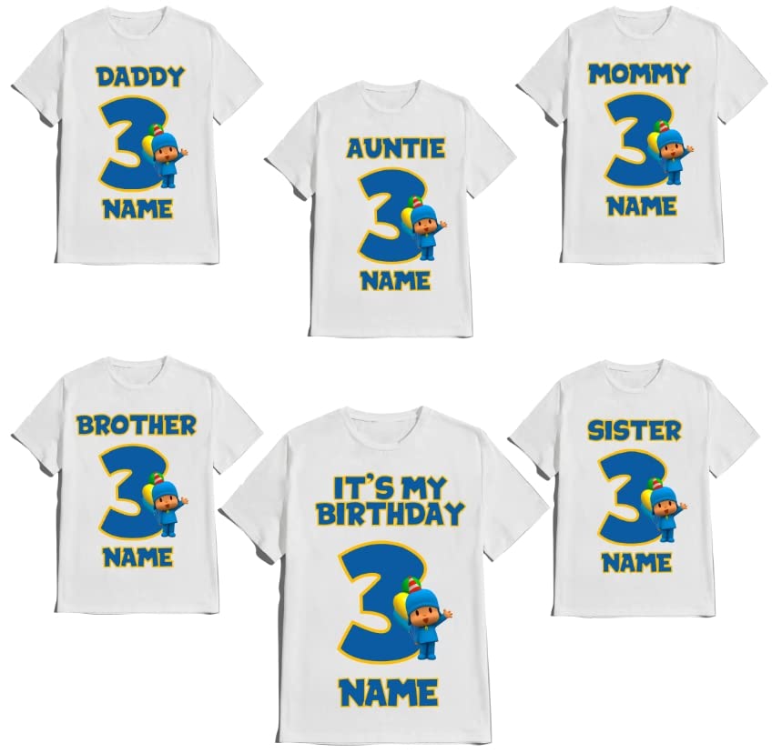 Pocoya Birthday Shirt Boy Girl Family T-shirts Matching Custom Tees