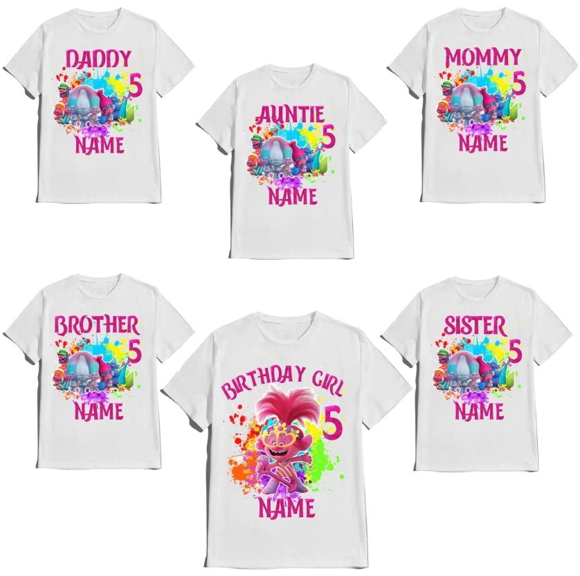 Birthday Shirt Colorful Gnomes Theme Boy Girl T-shirt Family Matching Shirts Kids party Customize with Name and Age Tees