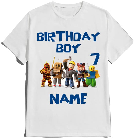 Birthday Robolox Shirt Boy Custom Nmae Age Family Matching T-shirts Gaming