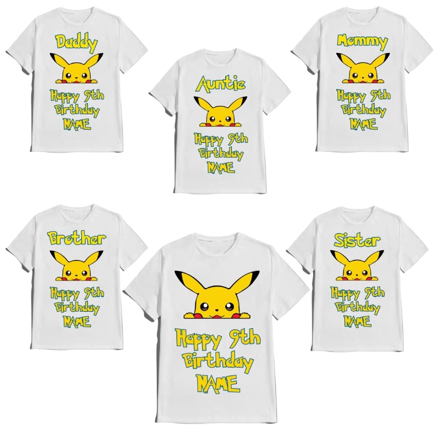 Birthday T-shirt Party Boy Matching Shirts Family Tees Custom Gotta chatch them all Name Age Birthdayboy