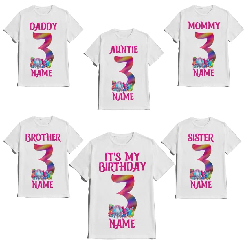 Birthday Shirt Colorful Gnomes Theme Boy Girl T-shirt Customize with Name and Age Tees Family Matching Shirts Kids party