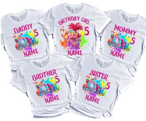 Birthday Shirt Colorful Gnomes Theme Boy Girl T-shirt Family Matching Shirts Kids party Customize with Name and Age Tees